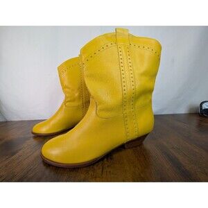 Vintage Dingo Western Boots – Women’s Size 7 – Bright Yellow Leather